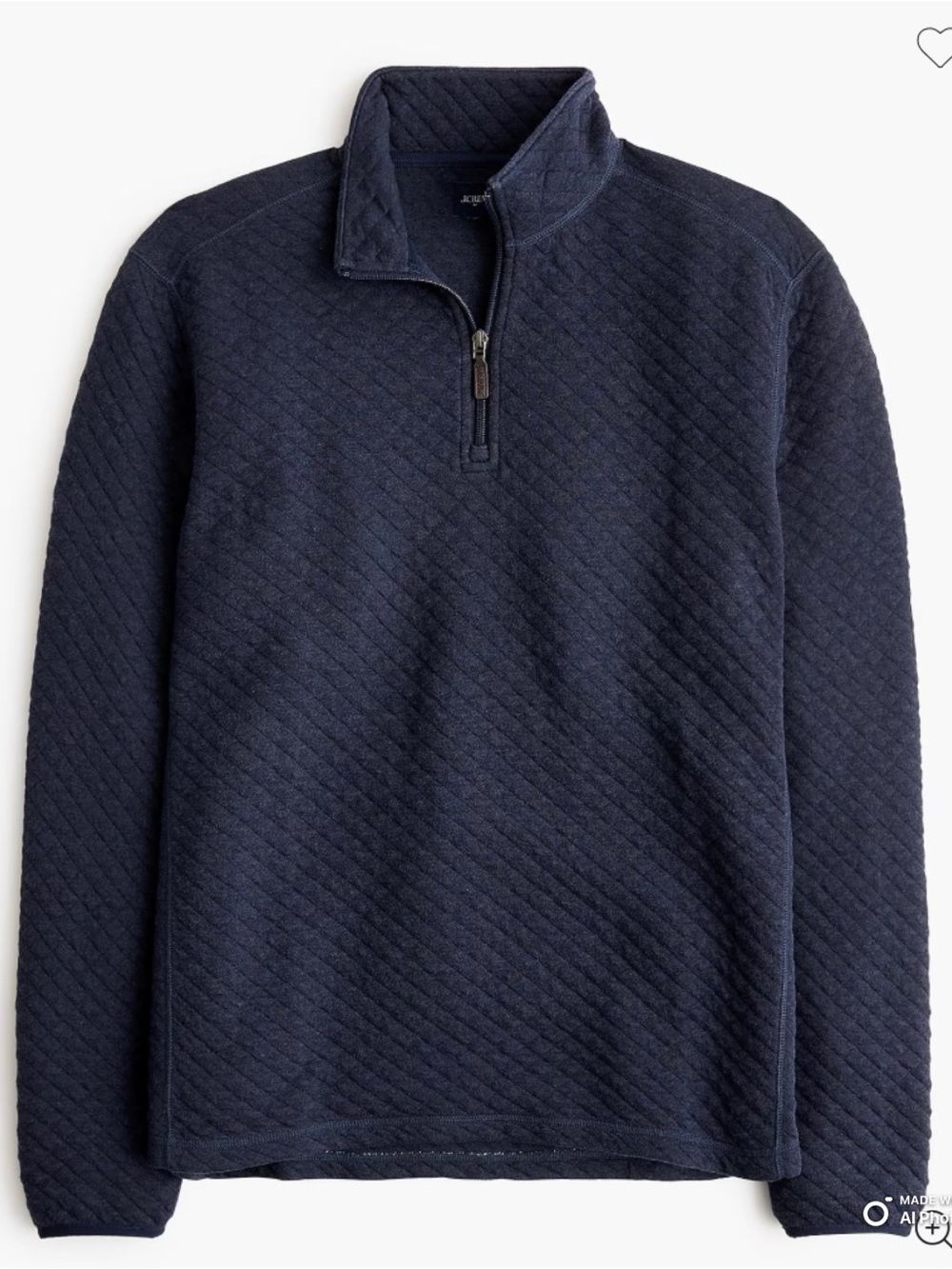 J Crew Factory Mens Navy Blue Quilted Quarter Zip Size Large NWT Classic Fall